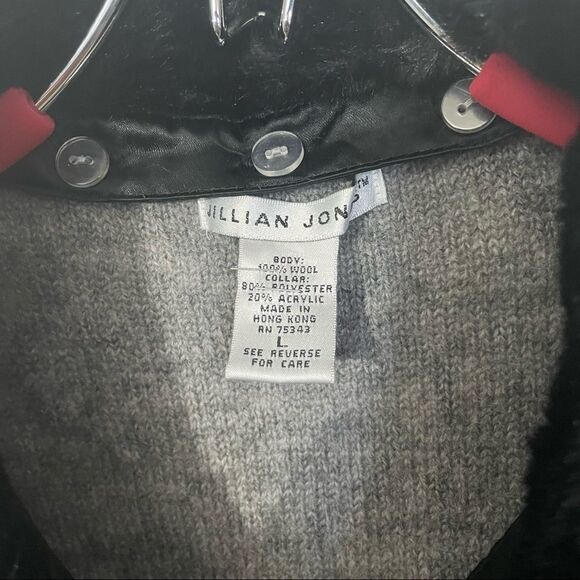 Jillian Jones Zip Front Wool Cardigan with detachable faux fur collar, L - Picture 2 of 10